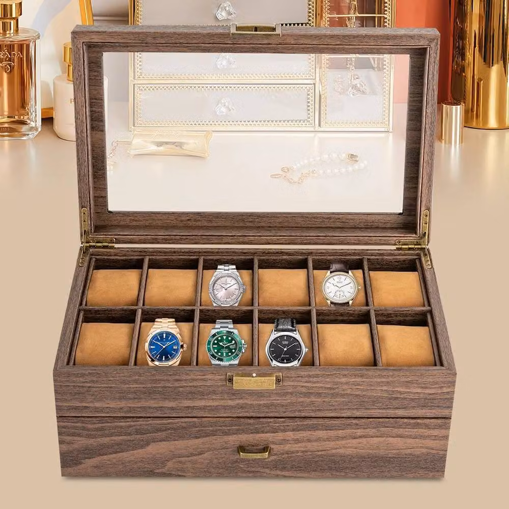PAWNORA Wood Grain Display Case Organizer Box in Brown – 4