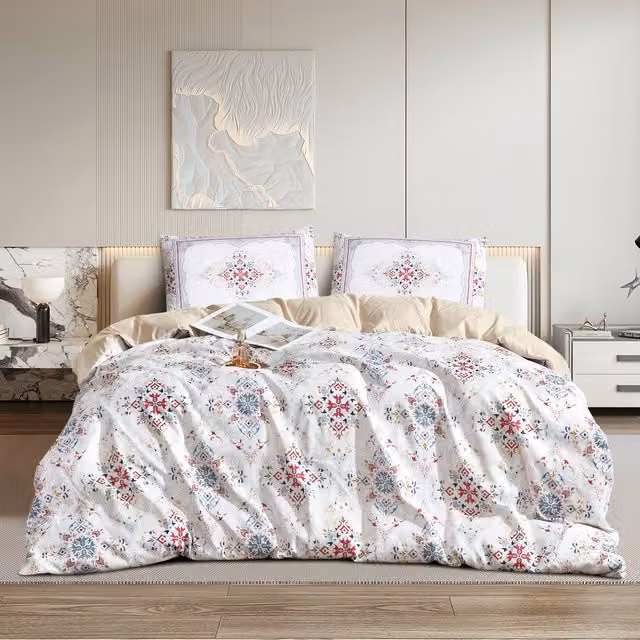 Ezysleep Floral Boho Duvet Cover and Pillowcase Set, Multicolour Pink, 230 cm