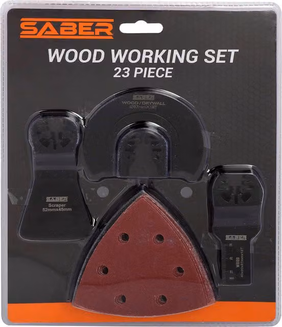 Saber Multicolour Wood Working Set with Saw Blades and Abrasives