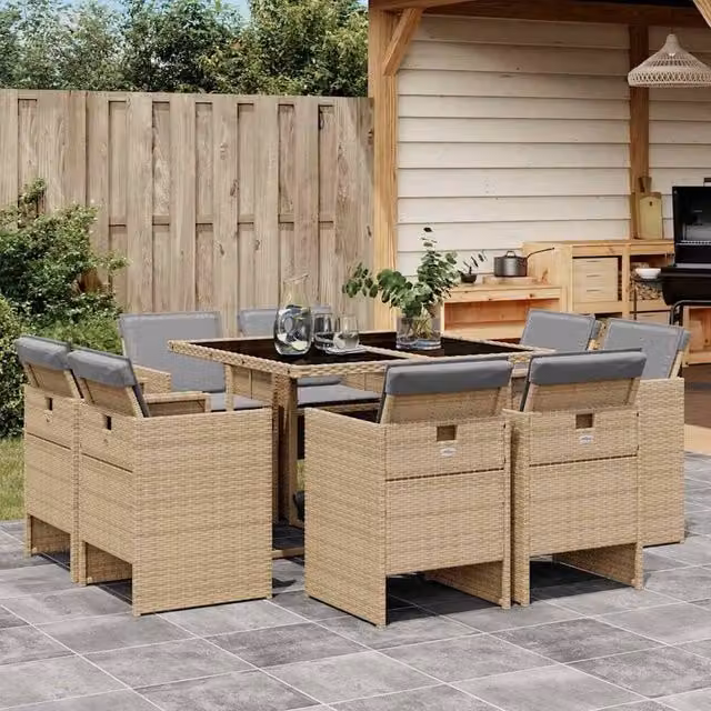 Berkfield Home Garden Dining Set in Beige and Black