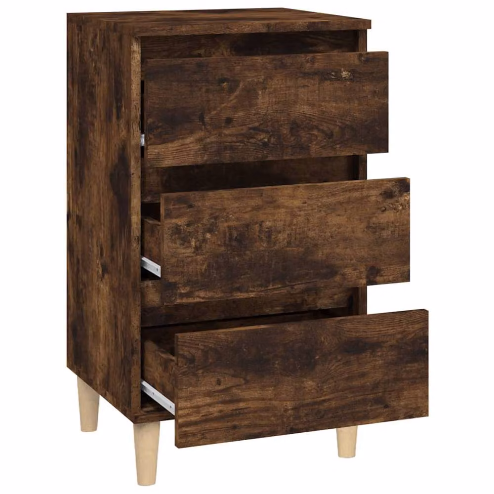 Berkfield Home Smoked Oak Bedside Cabinet in Brown, W/D/H: 40 x 35 x 70 cm – 4