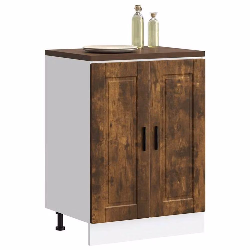 Berkfield Home Porto Smoked Oak Kitchen Base Cabinet in Brown, W/D/H: 60.0 x 46.0 x 81.5 cm – 2