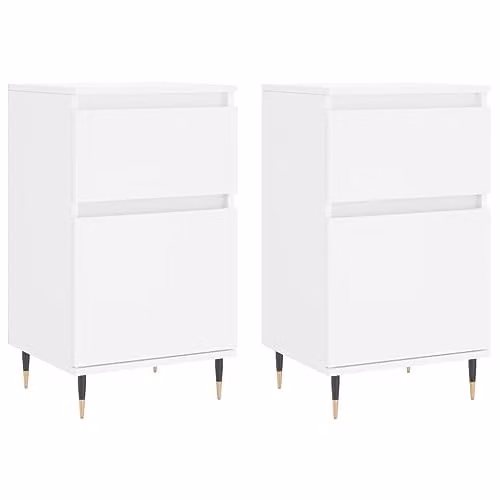 vidaXL Set of 2 Modern White Sideboards in Engineered Wood W/D/H: 40 x 35 x 70 cm