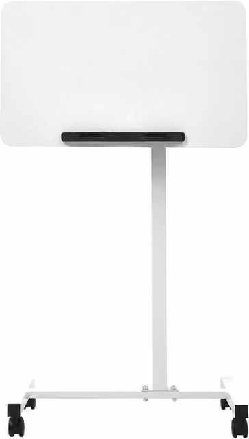 FORGEVIO White Mobile Overbed Chair Table with Height Adjustment and Castors