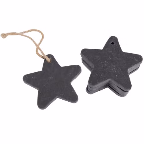 Nicola Spring Grey Slate Star Hanging Christmas Tree Decorations, Pack of 6, W/H: 7 x 7.5 cm