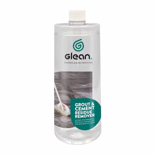GLEAN Grout and Cement Residue Remover, 1 Litre, Transparent Heavy-Duty Grout Haze and Mortar Film Cleaner for Indoor and Outdoor Use – 1
