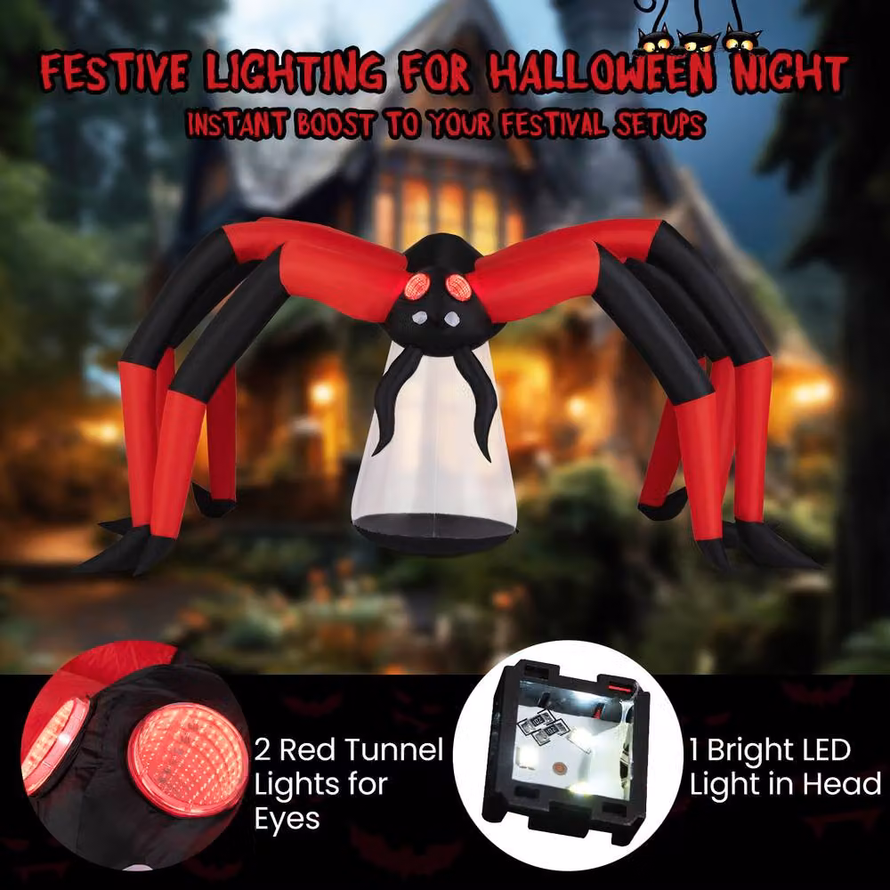 Costway 5 FT Inflatable Halloween Scary Spider Blow Up Yard Decoration – 5