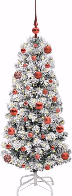 Berkfield Home Realistic Artificial Hinged Tabletop Christmas Tree in Green and White, Height: 120 cm – 1