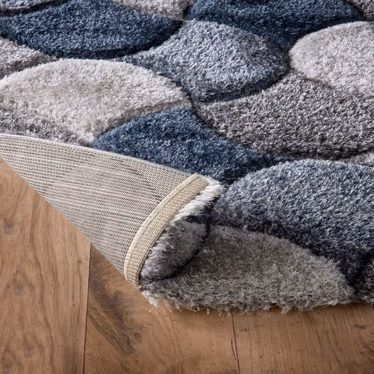 The Rug Shop UK Blue Modern Geometric Polyester Optical 3D Easy To Clean Area Rug W: 80 cm, L: 150 cm – 2