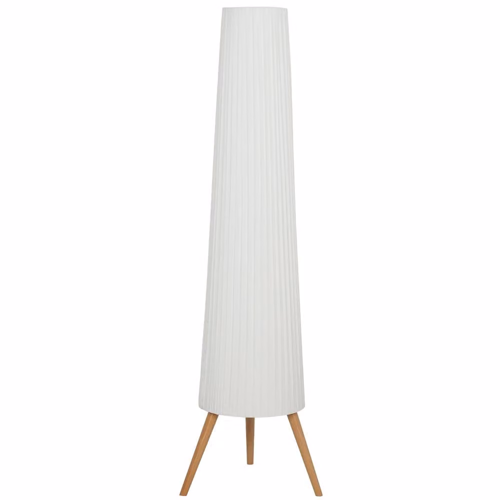 Wyld Haus Liletti Tripod Floor Lamp in Natural Wood and White Fabric – 2