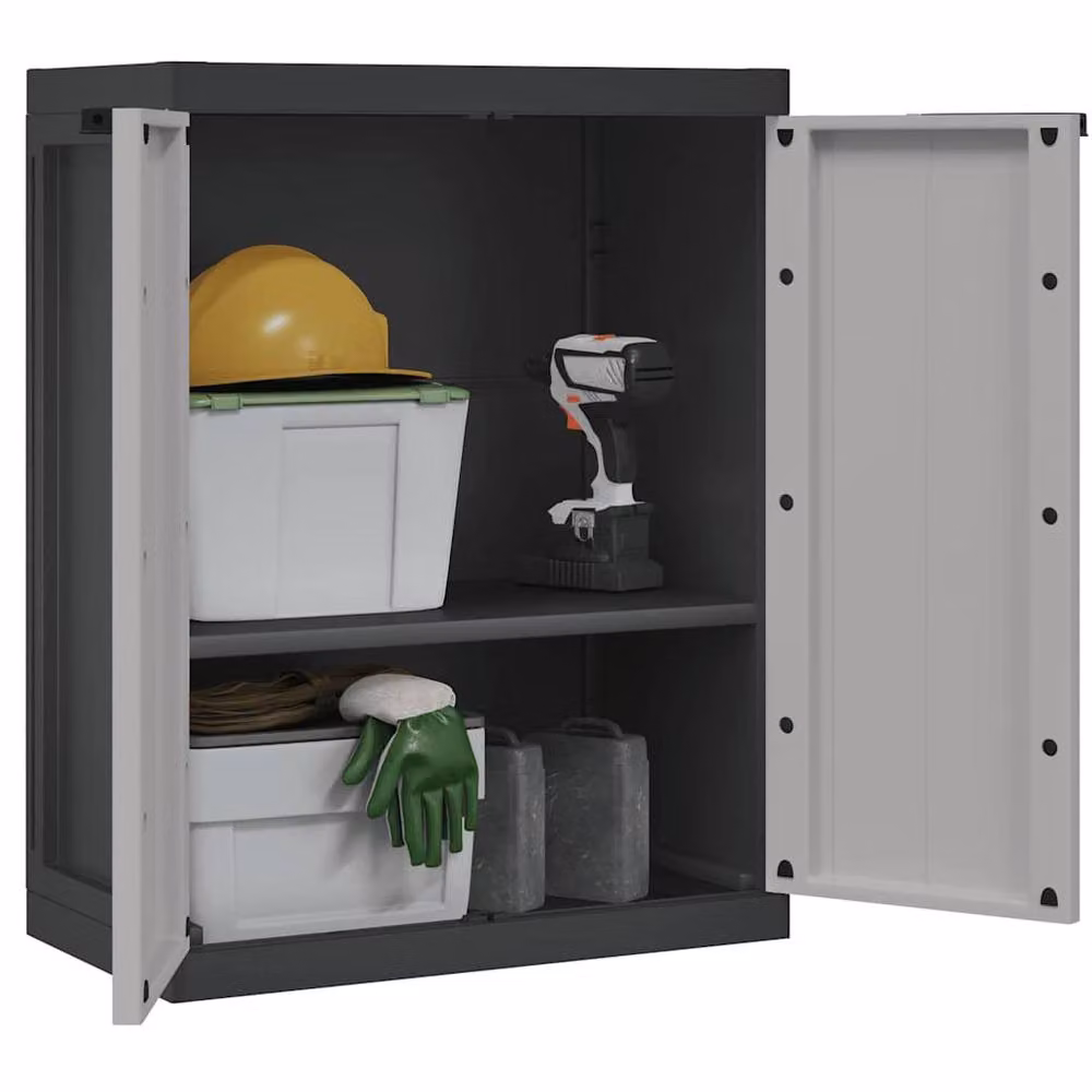 Berkfield Home Outdoor Storage Cabinet in Grey and Black, W/D/H: 65 x 37 x 85 cm – 4