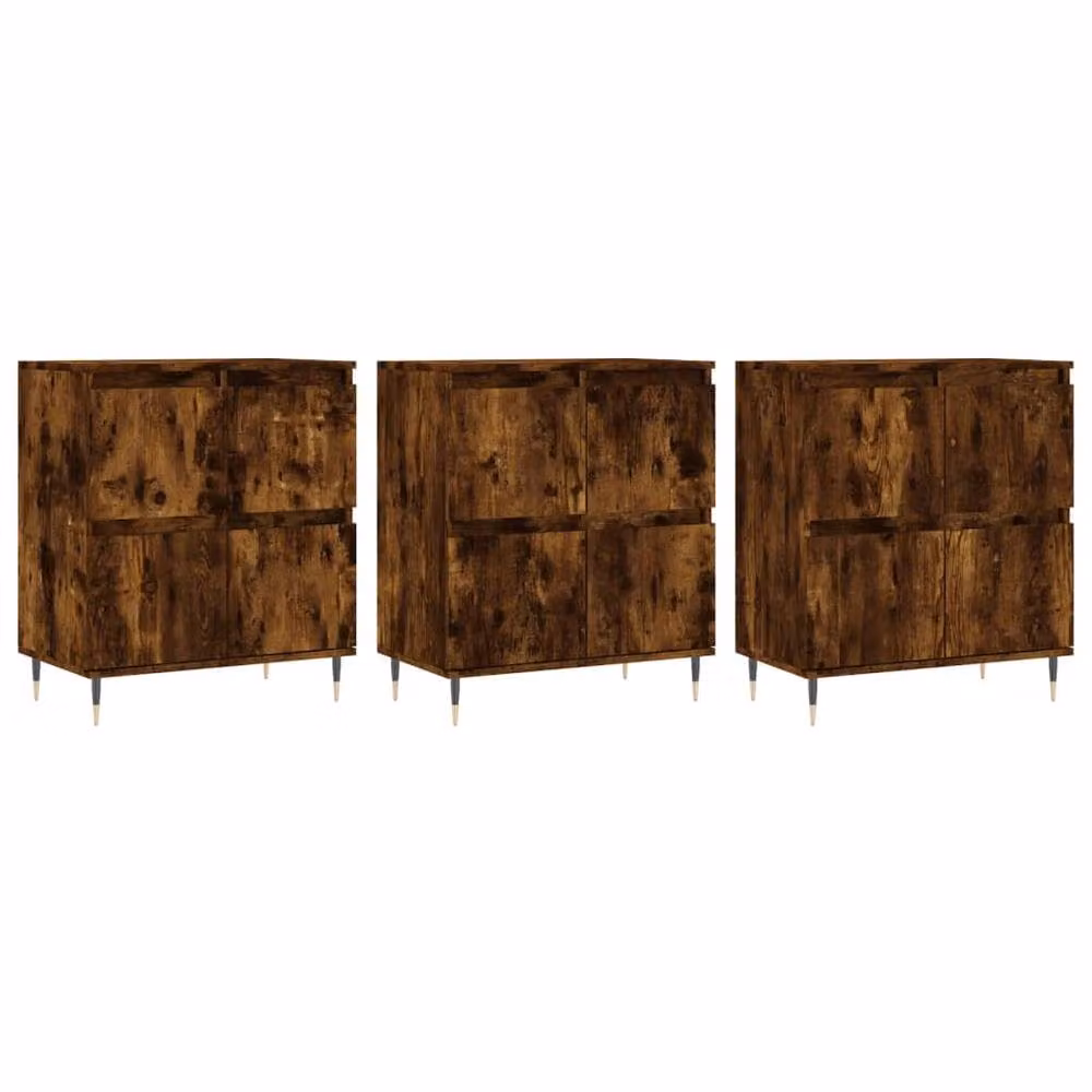 Berkfield Home 3-Piece Smoked Oak Sideboard Set in Brown, W/D/H: 180 x 35 x 70 cm – 3