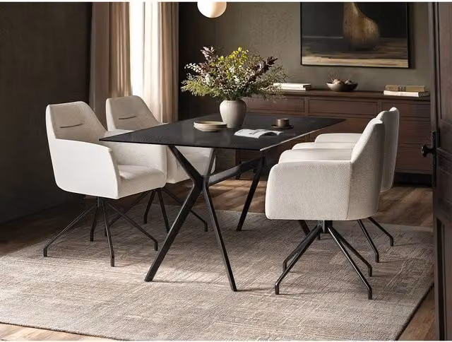 Solace+Co Emil Glass Dining Table and 4 Chairs Set in Black and Brown – 1