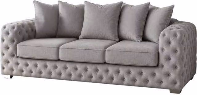Stratus Interiors Ashley Luxe Chesterfield L-Shape Scatter Back Sofa in Grey – 1
