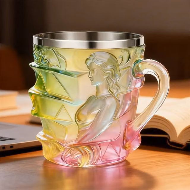 Quipulse Style 2 Creative Gradient Colored Glaze Mug in Multicolour, Green and Pink