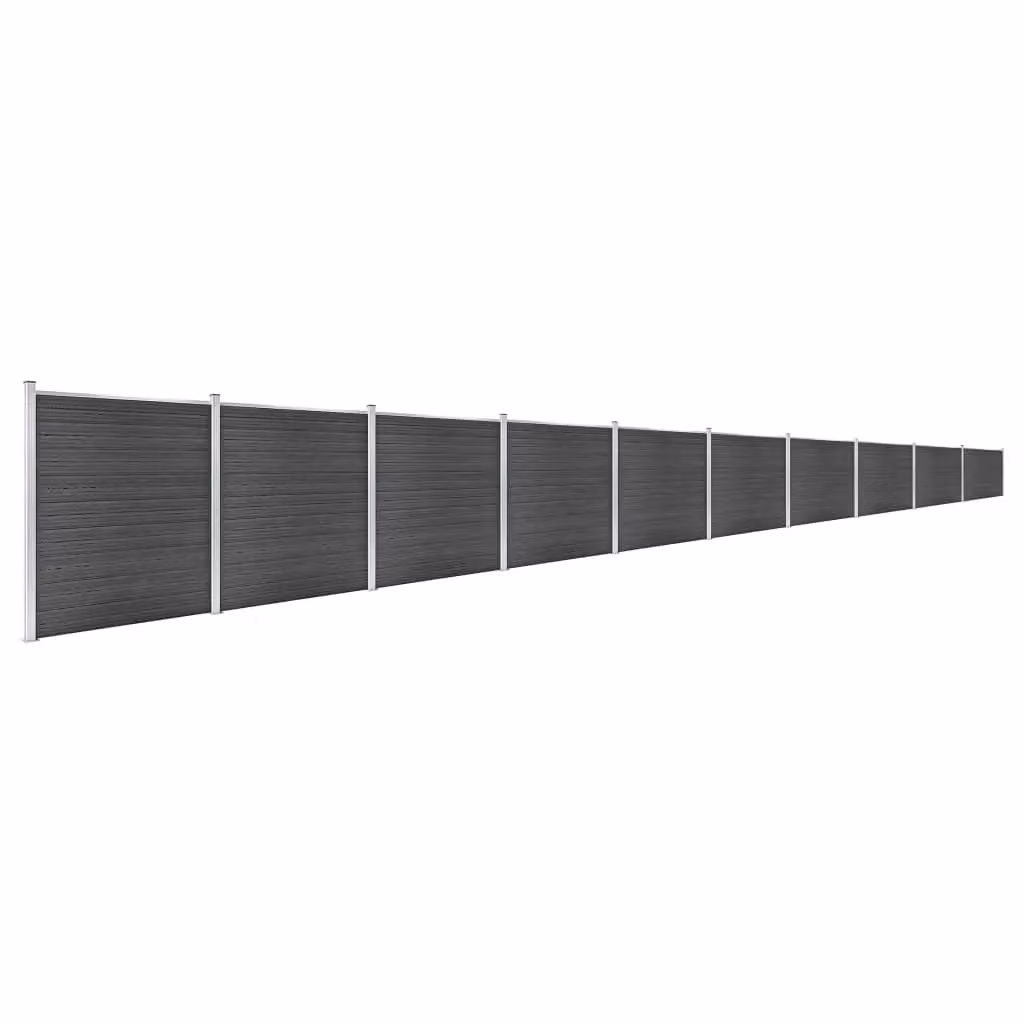 Berkfield Home WPC Fence Panel Set, Black, H 186 cm x W 1737 cm – 2