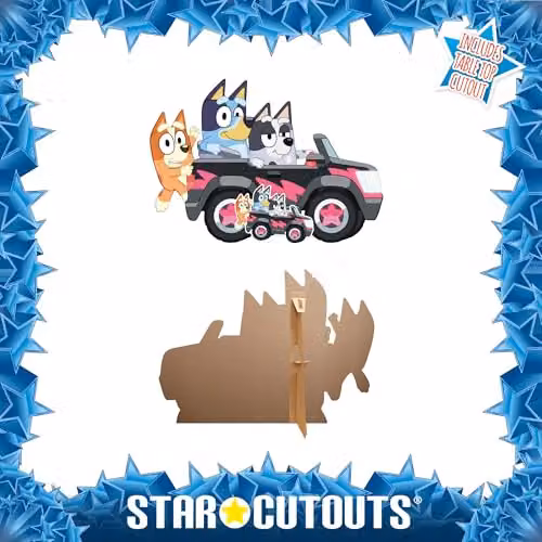 Star Cutouts SC4533 Bluey, Bingo and Muffin Driving Cardboard Cutout, Multicolour, Height: 93 cm – 3