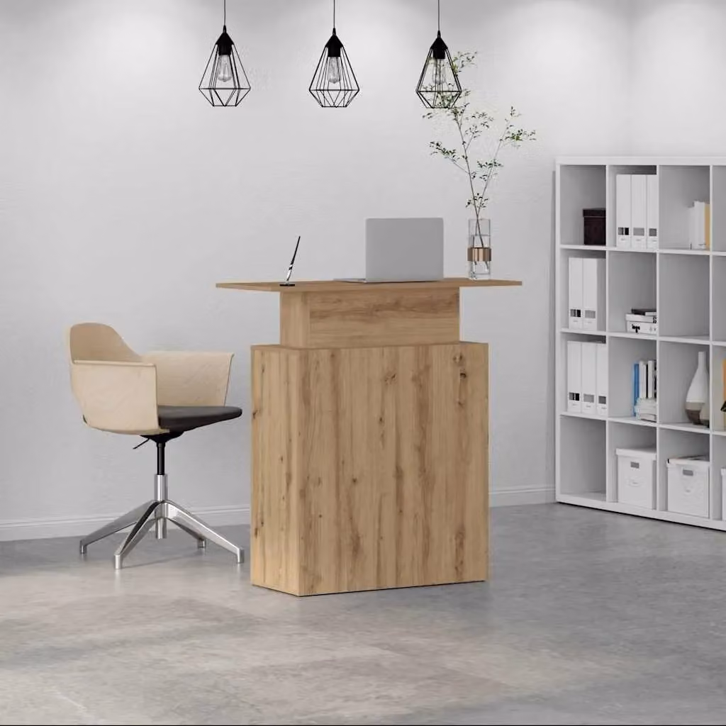 Berkfield Home Artisan Oak Reception Desk in Brown, W/D/H: 100 x 40 x 104 cm – 2
