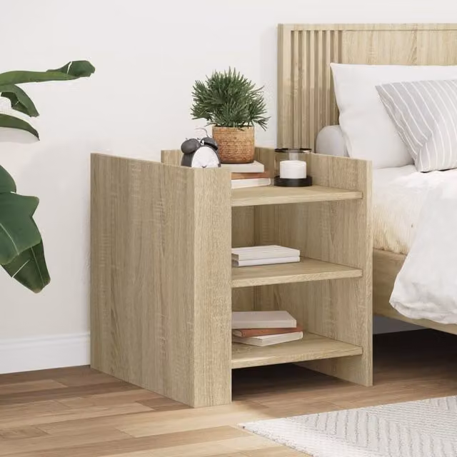 Berkfield Home Sonoma Oak Bedside Cabinet in Brown, W/D/H: 45 x 50 x 50 cm