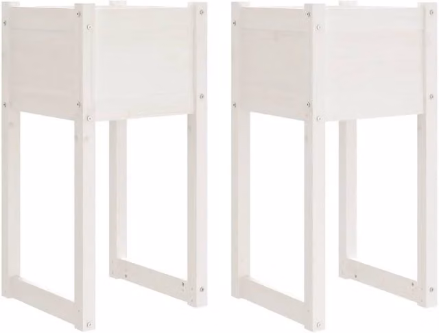 Berkfield Home White Pine Wood Planters, 2 Pack, W/D/H: 40 x 40 x 81 cm – 1