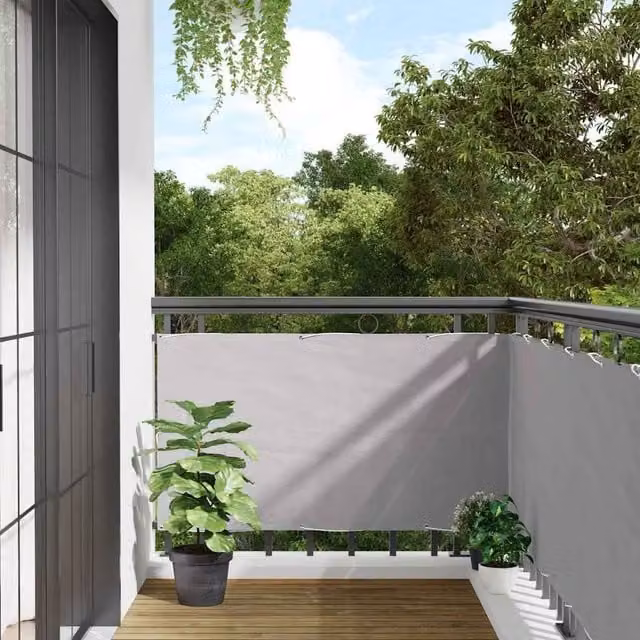 Berkfield Home Grey PVC Balcony Privacy Screen, W: 400 cm, H: 120 cm