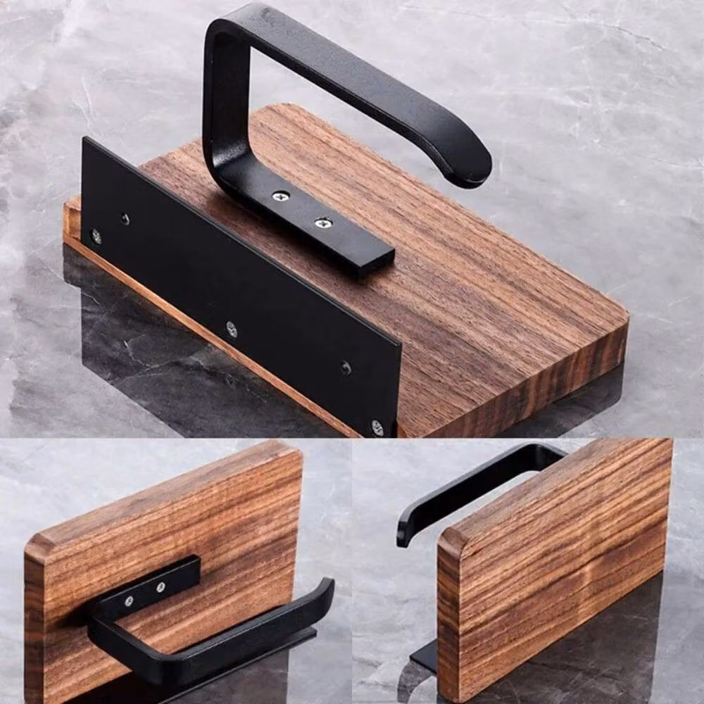 Kelvenix Stainless Steel and Walnut Toilet Roll Holder in Brown – 5