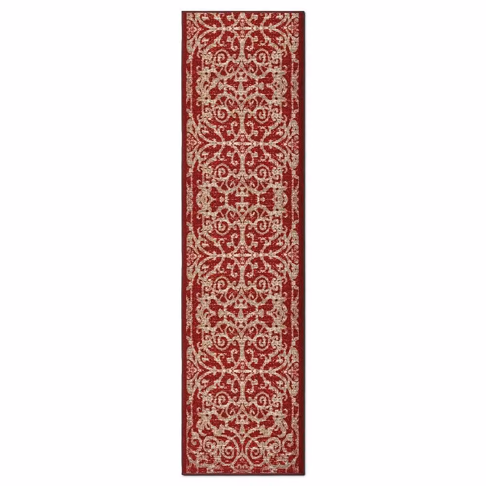 Bravich LTD Filigree Non-Slip Low Pile Hallway Runner Rug in Red, W/D/H: 66 x 240 cm – 3