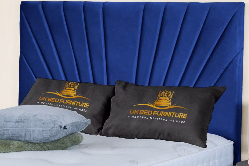 UK Bed Furniture Sunrise Ottoman Bed with 54 Inch Headboard, Blue Velvet Fabric, W/D/H: 180 x 200 x 137.16 cm – 3