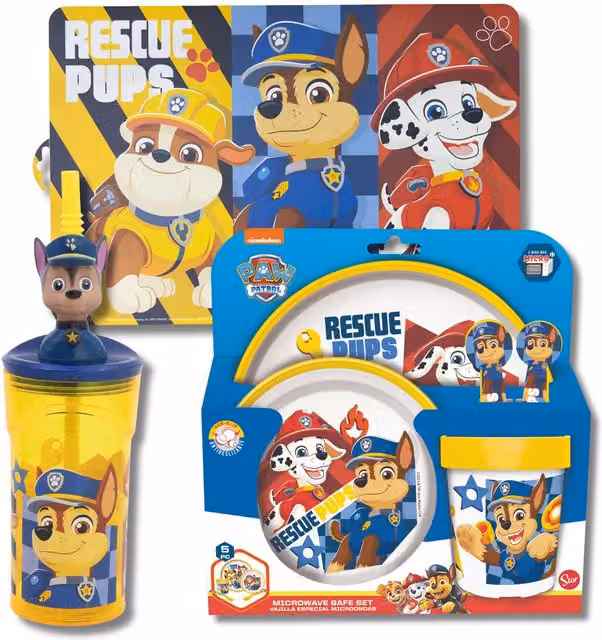 Paw Patrol 7 Piece Multicolour Childrens Dinner Set