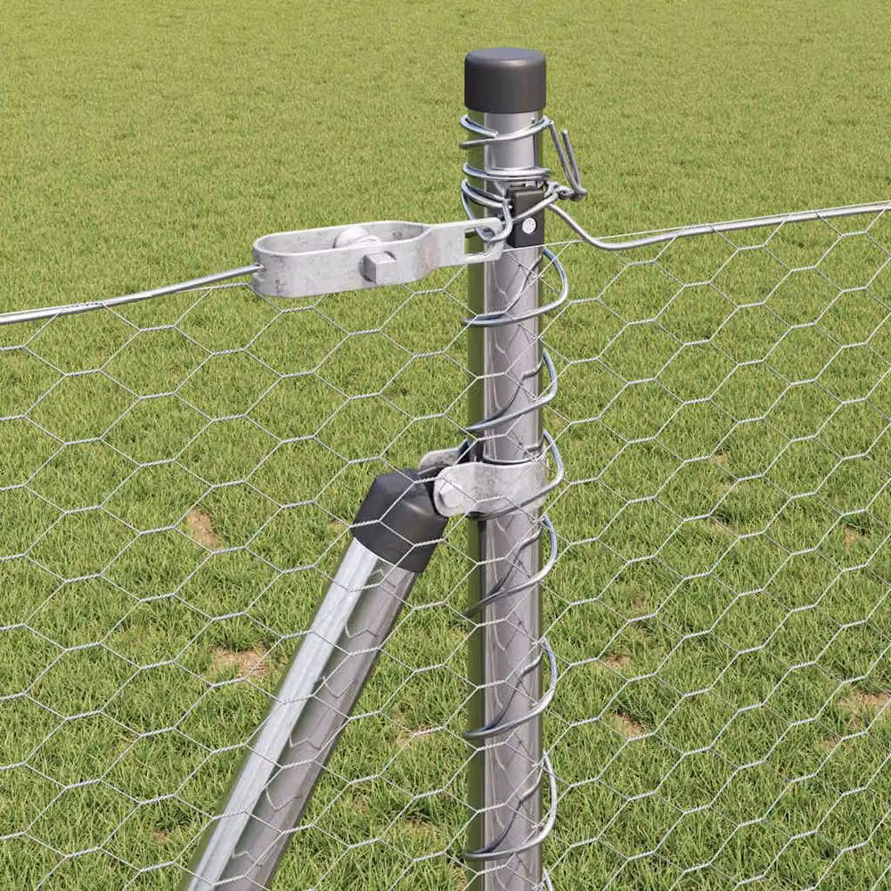 Berkfield Home Hexagon Fence, Galvanised Steel, Silver, 50 m – 3