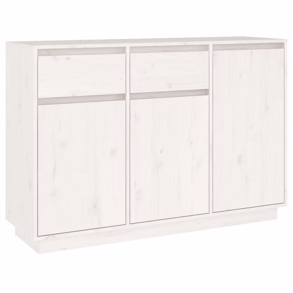 Berkfield Home White Rustic Solid Wood Pine Sideboard W: 110 cm, D: 34 cm, H: 75 cm – 2