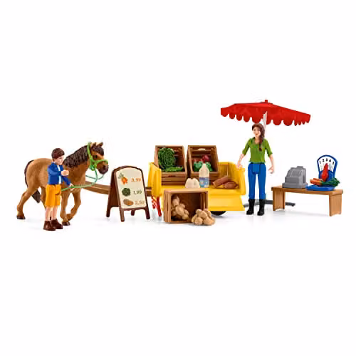 Schleich Farm World Sunny Day Mobile Farm Stand 39-Piece Multicolour Playset 42528