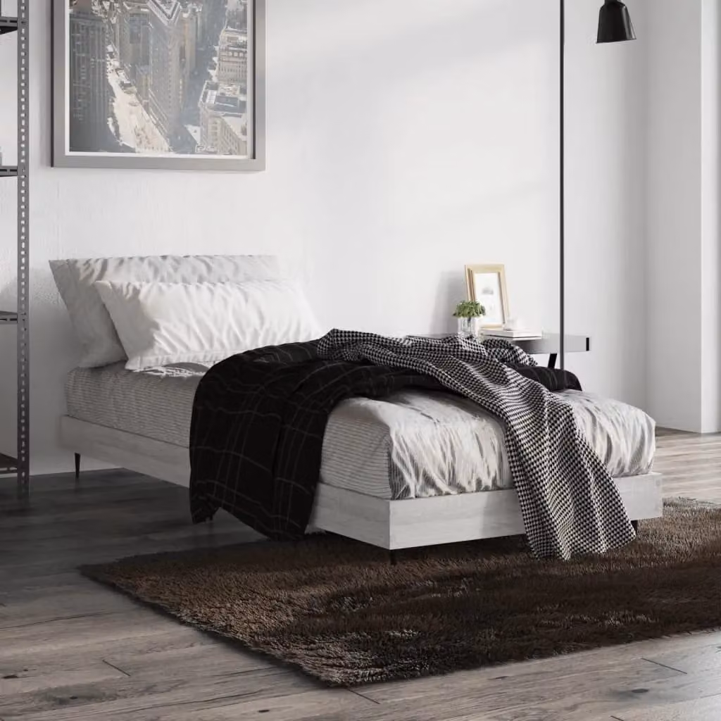 Berkfield Home Small Single Bed Frame in Grey Sonoma, Engineered Wood, W/D/H: 75 x 190 cm – 3