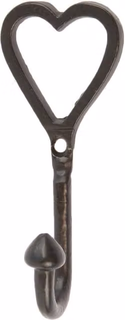 Hammer and Tongs Matt Black Iron Single Heart Hook