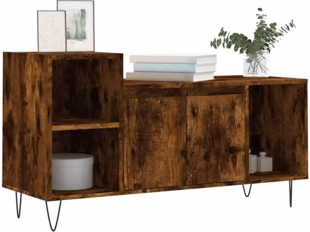 Berkfield Home Smoked Oak TV Cabinet in Brown, W/D/H: 100 x 35 x 55 cm – 1