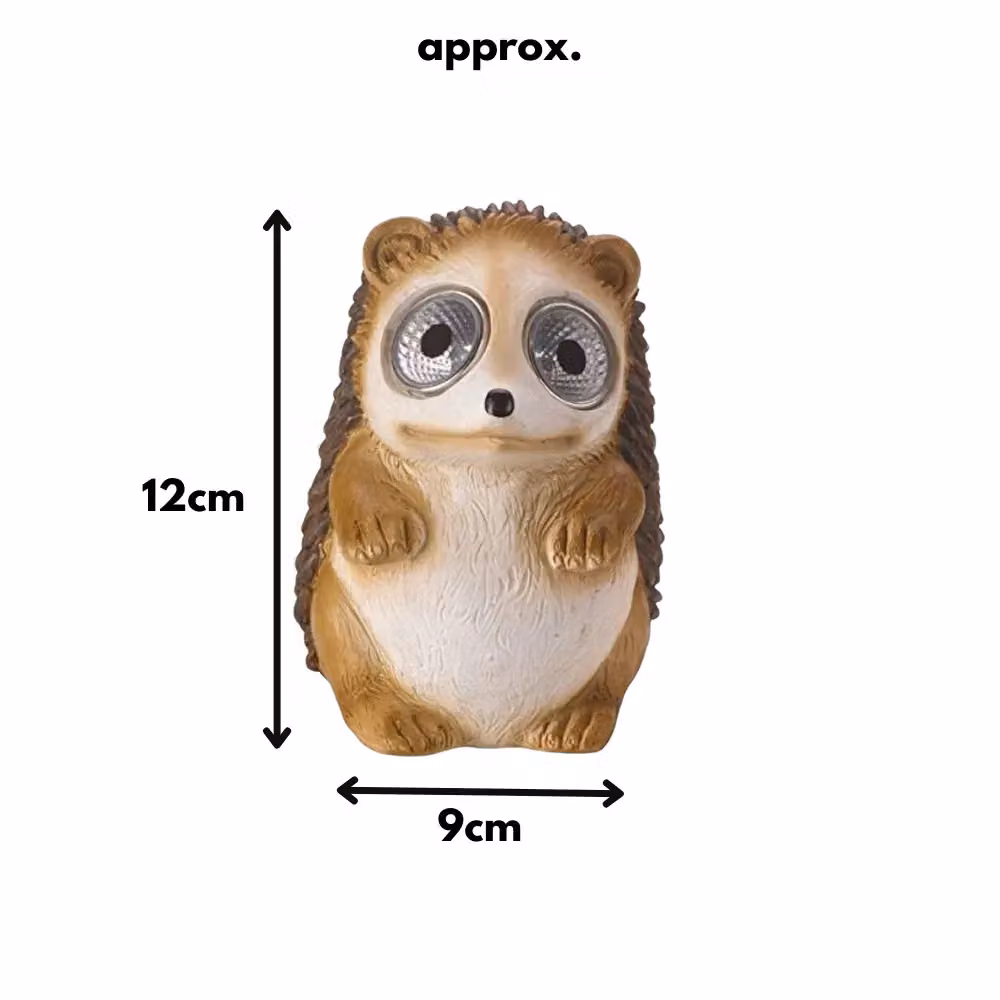 Marco Paul Solar Powered Hedgehog Garden Ornament in Brown and Beige Resin, H 12 cm x W 12 cm x D 9 cm – 4