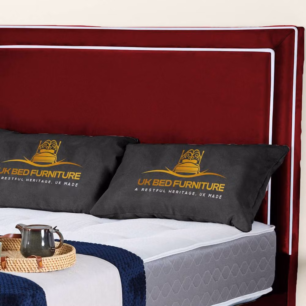 UK Bed Furniture Ariana Ottoman Gas Lift Upholstered Velvet Bed in Red, Size: Double (140 x 200 cm) – 2