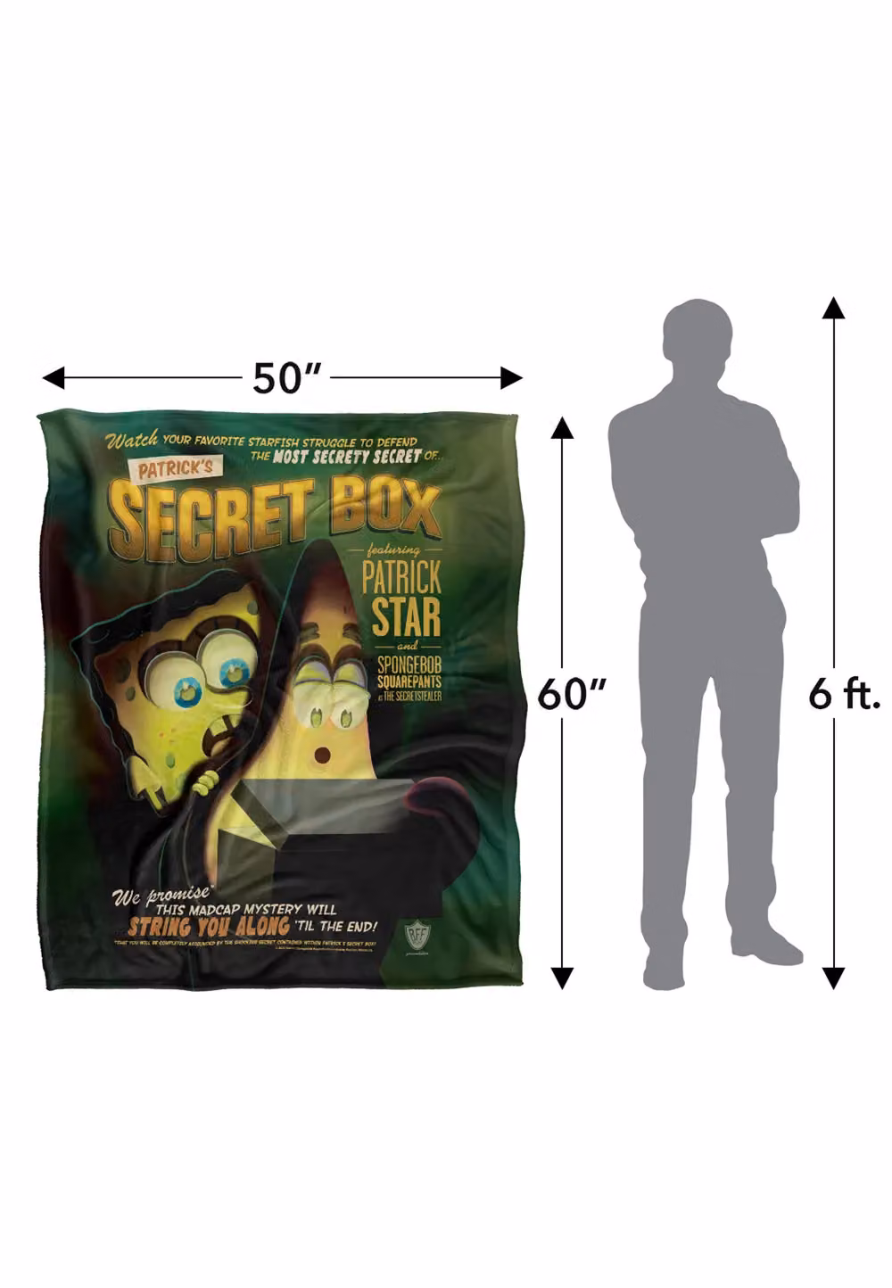 LOGOVISION Spongebob Secret Box Silky Touch Super Soft Fleece Throw Blanket, White, W: 152 cm, D: 127 cm – 8
