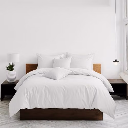 Home Sweet Home UK Plain Dyed Polycotton Duvet Cover and Pillowcase Set, White, Double, W/D/H: 140 x 200 cm – 3