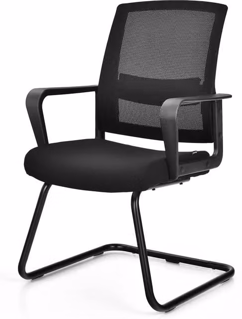 Costway Modern Black Fabric Office and Guest Chair with Armrests
