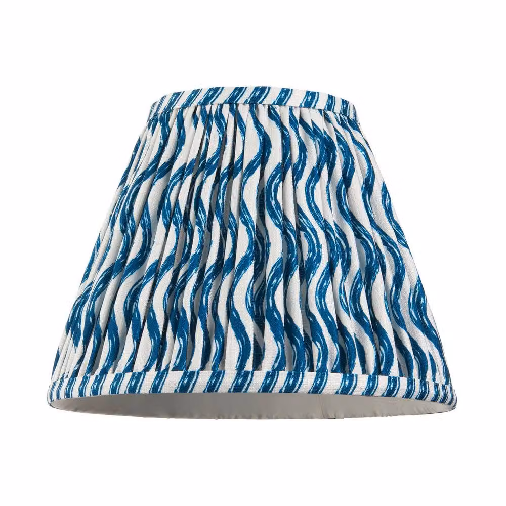 Netlighting Higgledy Gloss Blue Table Lamp with Blue Fabric Ripple Shade, Diameter: 25 cm, E14 – 3