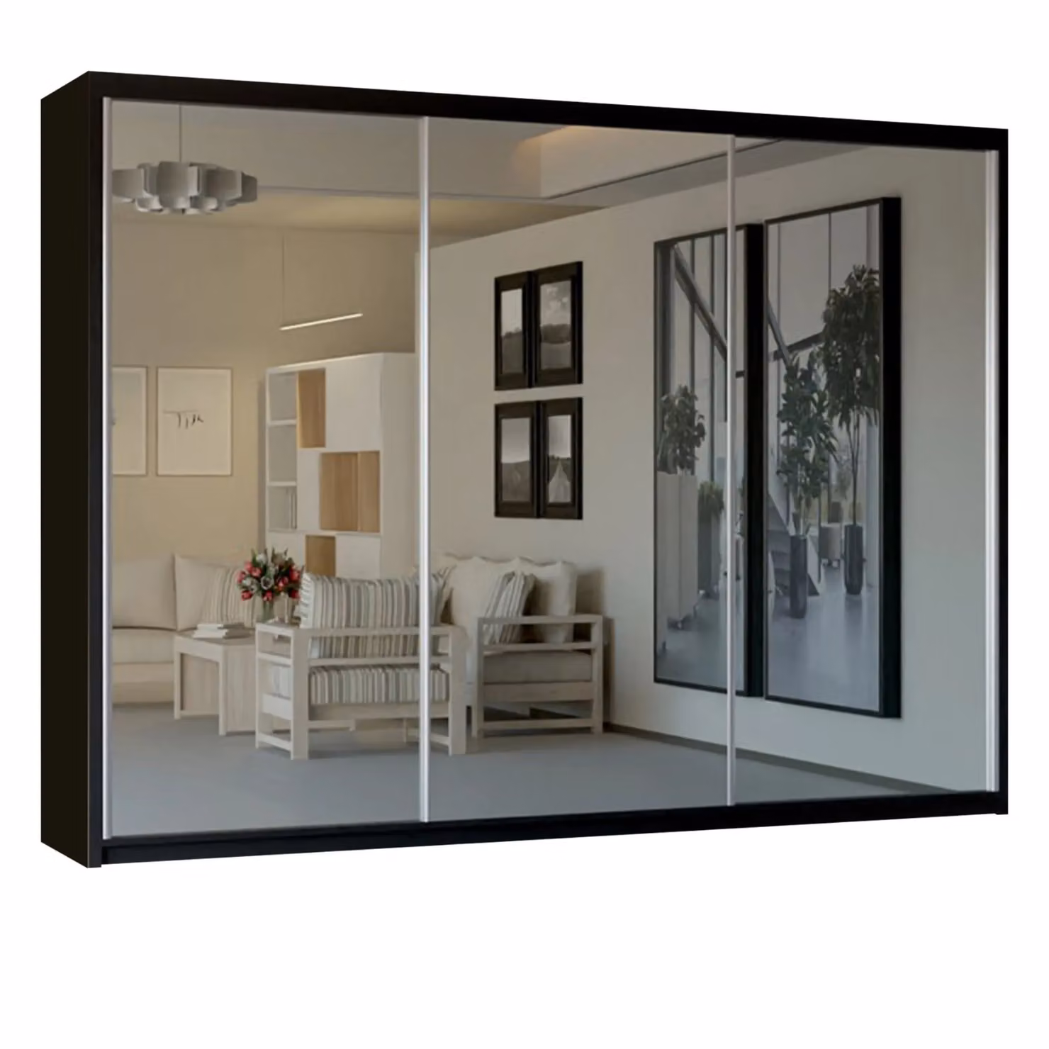Sliding Wardrobes 4U Modern Double Sliding Door Wardrobe with Integrated Drawers and Glass Doors in Black, W: 250 cm, H: 217 cm – 2