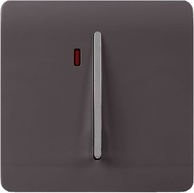 Trendi 45A Flush Cooker Switch with Neon Insert in Brown and Chrome