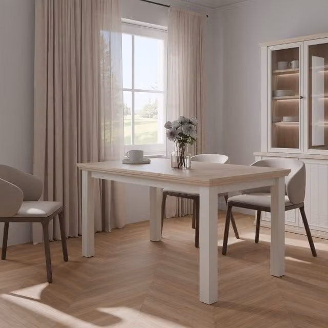Furniture To Go Modern Rectangular Dining Table in White, Grey and Oak