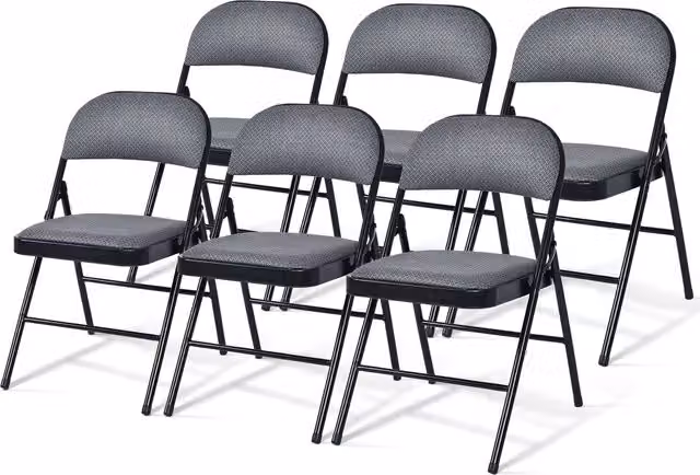 COSTWAY 6-Piece Grey Fabric and Metal Folding Camping Stools