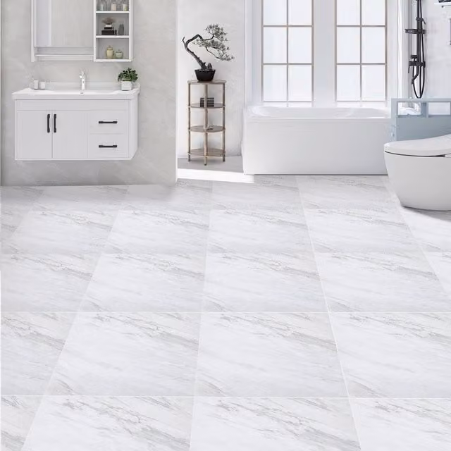 Lifeideas Self-Adhesive Rustic Stone-Look PVC Flooring in Grey and White Marbled Finish