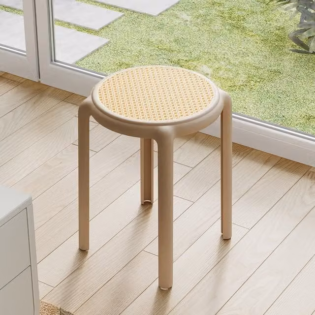 Komore 6-Piece Stackable Ventilated Mesh Plastic Stools in Brown and Beige