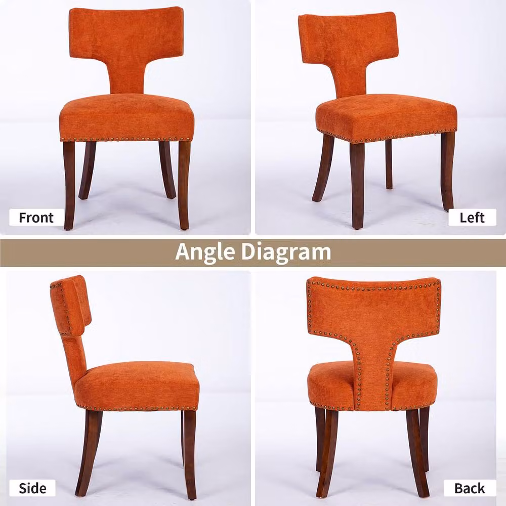 HomeTouch Set of 6 Orange Linen Fabric Upholstered Dining Chairs – 2