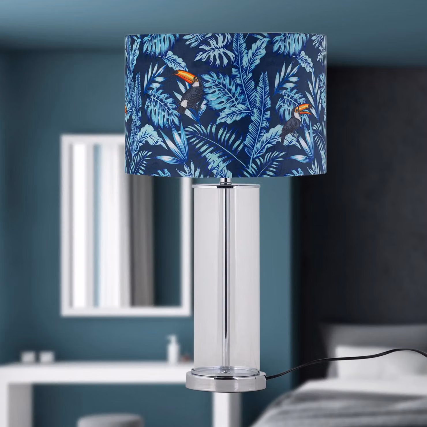 First Choice Lighting Aura Chrome Table Lamp with Silver Glass Shade – 4