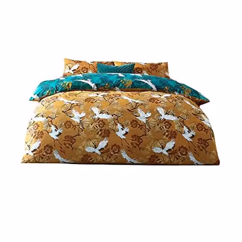 Riva Home Demoiselle Reversible Polycotton Duvet Cover and Pillowcase Set, Petrol Blue, W: 137 cm